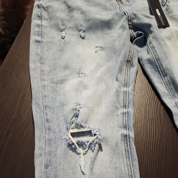 Fashion Nova Light Blue Straight Leg Jeans - Picture 2 of 12